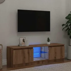 vidaXL - TV-meubel met LED en 2 deuren - Artisanaal eiken - 120x30x36 cm Sale