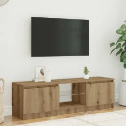 vidaXL - TV-meubel met LED en 2 deuren - Artisanaal eiken - 120x30x36 cm Sale