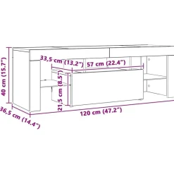 vidaXL - TV-meubel met LED-verlichting - Gerookt eiken - Hout - 120x35x40 cm Hot
