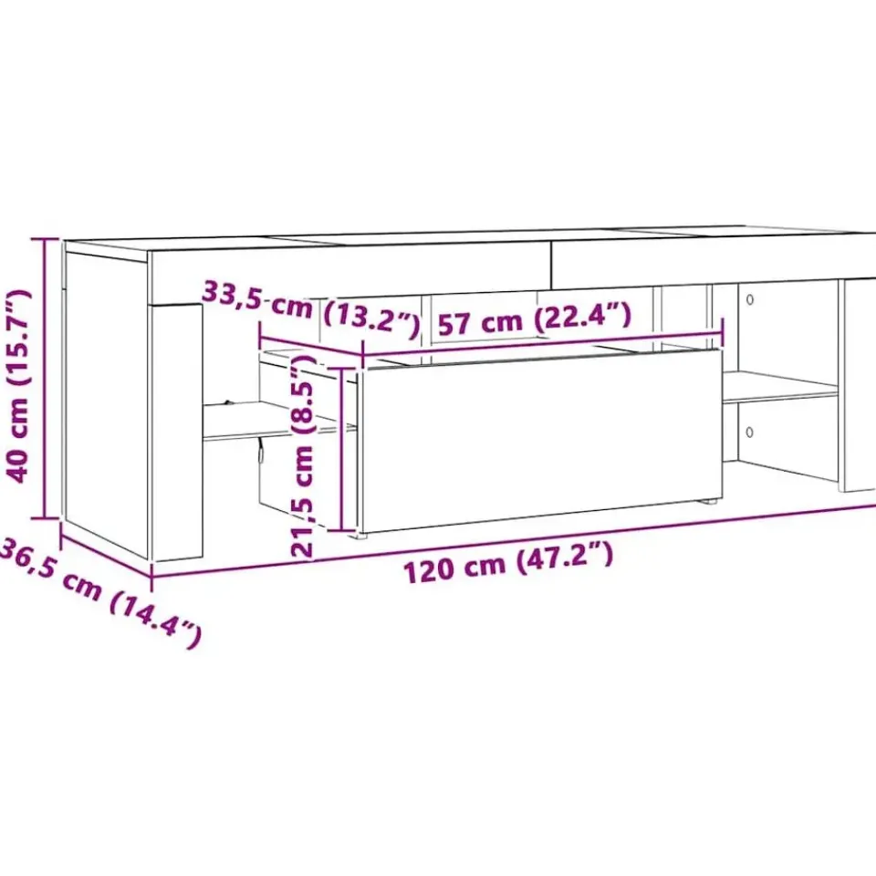 vidaXL - TV-meubel met LED-verlichting - Gerookt eiken - Hout - 120x35x40 cm Hot
