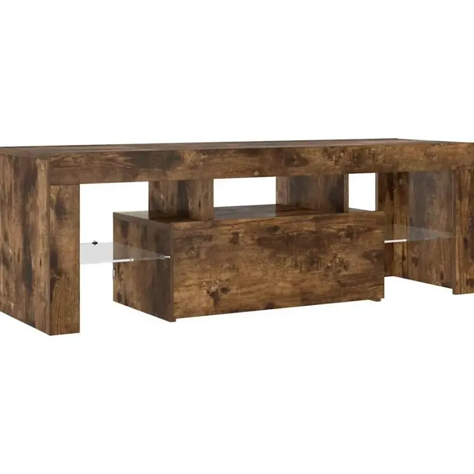 vidaXL - TV-meubel met LED-verlichting - Gerookt eiken - Hout - 120x35x40 cm Hot