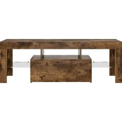 vidaXL - TV-meubel met LED-verlichting - Gerookt eiken - Hout - 120x35x40 cm Hot