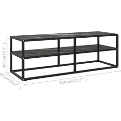 vidaXL - Tv-meubel met zwart marmerglas - Zwart - Glas - 120 x 40 x 40 cm Sale