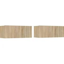 vidaXL - TV-meubels 2 st 4 deuren - Sonoma eikenk - Bewerkt hout - 80x30x30 cm