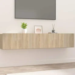 vidaXL - TV-meubels 2 st 4 deuren - Sonoma eikenk - Bewerkt hout - 80x30x30 cm