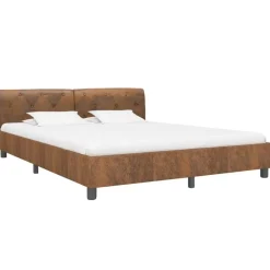 vidaXL - Tweepersoonbed - Bruin - Kunstsuède - 160x200 cm New