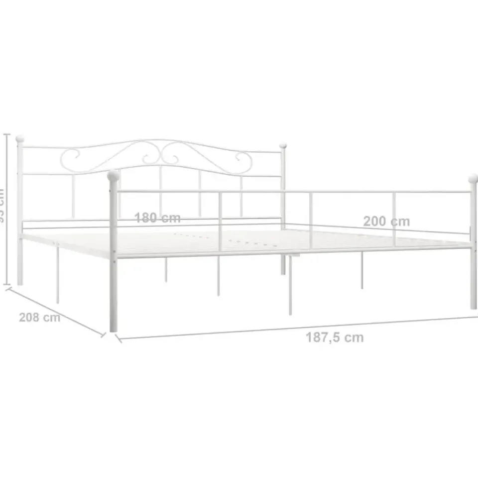 vidaXL - Tweepersoonbed - Wit - Metaal - 180 x 200 cm New