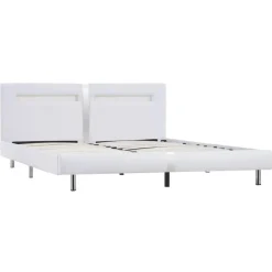 vidaXL - Tweepersoonbed met LED - Wit - Kunstleer - 180x200 cm Hot