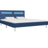 vidaXL - Tweepersoonbed met LED - Blauw - Stof - 160x200 cm Sale