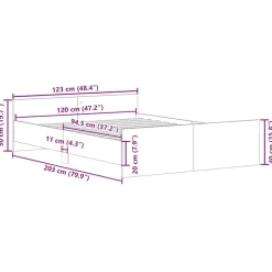 vidaXL - Tweepersoonsbed met hoofd- en voeteneinde - Wit - Hout - 120x200 cm New