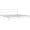 vidaXL - Tweepersoonsbed met hoofdbord - Wit - Metaal - 160x200 cm Outlet