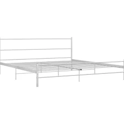 vidaXL - Tweepersoonsbed met hoofdbord - Wit - Metaal - 160x200 cm Outlet