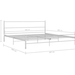 vidaXL - Tweepersoonsbed met hoofdbord - Wit - Metaal - 160x200 cm Outlet