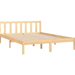 vidaXL - Tweepersoonsbed met hoofdeinde - Naturel - Grenenhout - 160x200 cm Discount