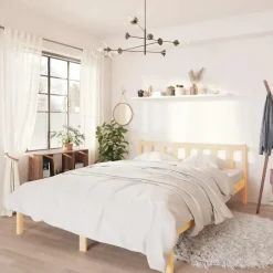 vidaXL - Tweepersoonsbed met hoofdeinde - Naturel - Grenenhout - 160x200 cm Discount