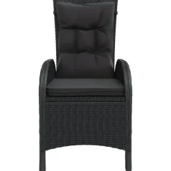 vidaXL - Verstelbaar Tuinset met zwart kussens - Poly rattan en bruin - 5 stuks Clearance