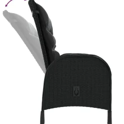 vidaXL - Verstelbaar Tuinset met zwart kussens - Poly rattan en bruin - 5 stuks Clearance