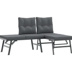 vidaXL - Verstelbare Tuinbanken met kussens zwart - Gepoedercoat staal - 2 stuks Online