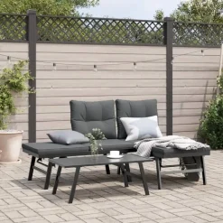 vidaXL - Verstelbare Tuinbanken met kussens zwart - Gepoedercoat staal - 2 stuks Online