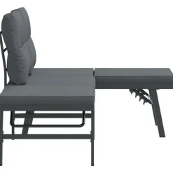 vidaXL - Verstelbare Tuinbanken met kussens zwart - Gepoedercoat staal - 2 stuks Online
