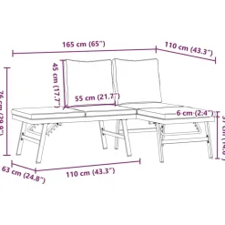 vidaXL - Verstelbare Tuinbanken met kussens zwart - Gepoedercoat staal - 2 stuks Online