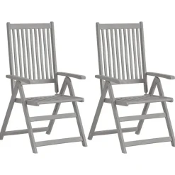 vidaXL - Verstelbare tuinstoelen met kussens - Grijs - Acaciahout - 2 stuks New