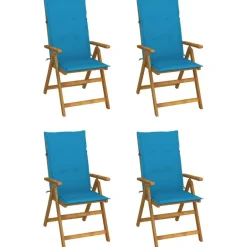 vidaXL - Verstelbare tuinstoelen met kussens - Blauw - Hout - 4 stuks Hot