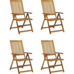 vidaXL - Verstelbare tuinstoelen met kussens - Blauw - Hout - 4 stuks Hot