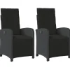 vidaXL - Verstelbare tuinstoelen - Kussens - Zwart - Poly rattan - 2 stuks Sale
