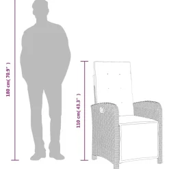 vidaXL - Verstelbare tuinstoelen - Kussens - Zwart - Poly rattan - 2 stuks Sale