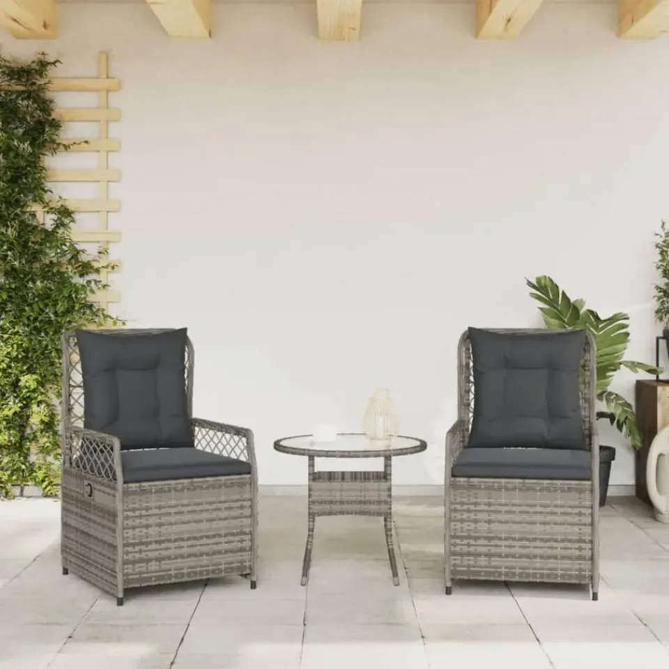 vidaXL - Verstelbare tuinstoelen - Grijs - Poly rattan - 2 stuks Best