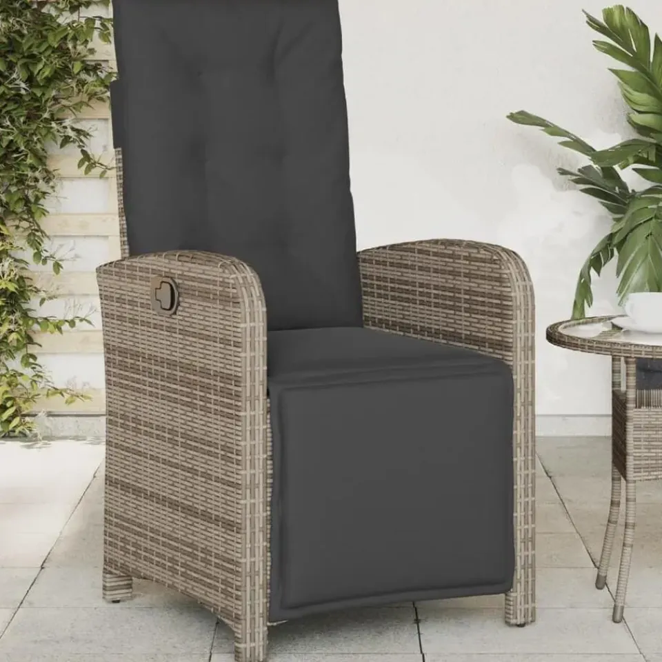 vidaXL - Verstelbare tuinstoelen - Voetensteun - Grijs - Poly rattan - 2 stuks Clearance