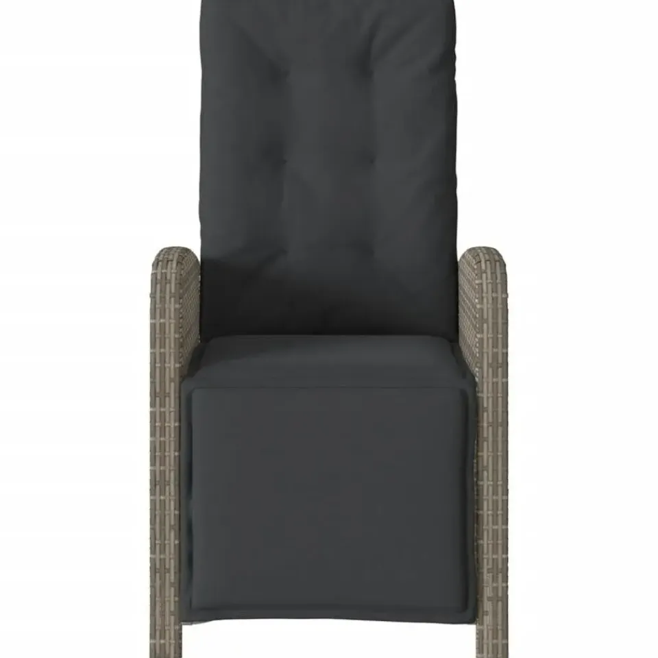 vidaXL - Verstelbare tuinstoelen - Voetensteun - Grijs - Poly rattan - 2 stuks Clearance