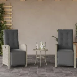 vidaXL - Verstelbare tuinstoelen en voetensteun - Grijs - Poly rattan - 2 stuks Sale