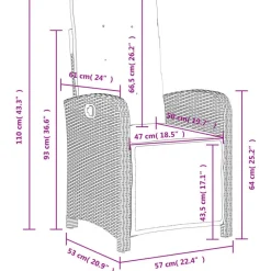 vidaXL - Verstelbare tuinstoelen en voetensteun - Grijs - Poly rattan - 2 stuks Sale