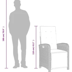 vidaXL - Verstelbare tuinstoelen en voetensteun - Grijs - Poly rattan - 2 stuks Sale