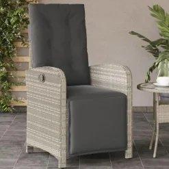 vidaXL - Verstelbare tuinstoelen en voetensteun - Grijs - Poly rattan - 2 stuks Sale