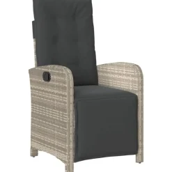 vidaXL - Verstelbare tuinstoelen en voetensteun - Grijs - Poly rattan - 2 stuks Sale