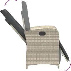 vidaXL - Verstelbare tuinstoelen en voetensteun - Grijs - Poly rattan - 2 stuks Sale