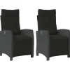 vidaXL - Verstelbare tuinstoelen met voetensteun - Zwart - Poly rattan - 2 stuks Hot
