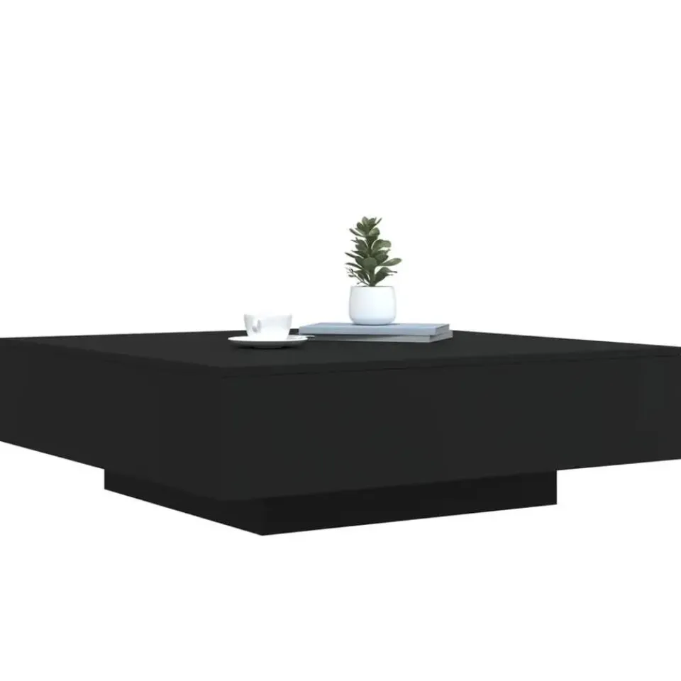 vidaXL - Vierkante salontafel met LED - Zwart - Bewerkt hout - 100x100x31 cm Discount