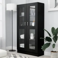 vidaXL - Vitrinekast - Zwart - Bewerkt hout Hot