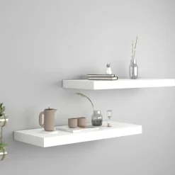 vidaXL - Wandschap - Wit - MDF - 60 x 23.5 x 3.8 cm - 2 stuks Hot