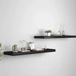 vidaXL - Wandschap - Zwart - MDF - 90 x 23.5 x 3.8 cm - 2 stuks Hot