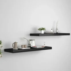 vidaXL - Wandschap - Zwart - MDF - 80 x 23.5 x 3.8 cm - 2 stuks Online