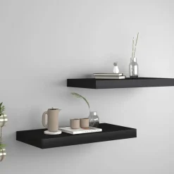 vidaXL - Wandschap - Zwart - MDF - 50 x 23 x 3.8 cm - 2 stuks Hot