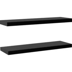 vidaXL - Wandschap - Zwart - MDF - 120 x 20 x 3.8 cm - 2 stuks Outlet