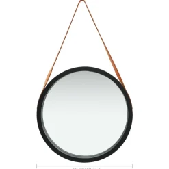 vidaXL - Wandspiegel - Zwart - Hout - Ø 50 cm Online