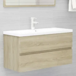 vidaXL - Wastafelkast - Bruin - Bewerkt hout - 90 x 38.5 x 45 cm Sale