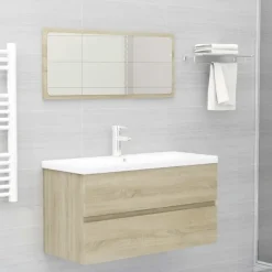 vidaXL - Wastafelkast - Bruin - Bewerkt hout - 90 x 38.5 x 45 cm Sale